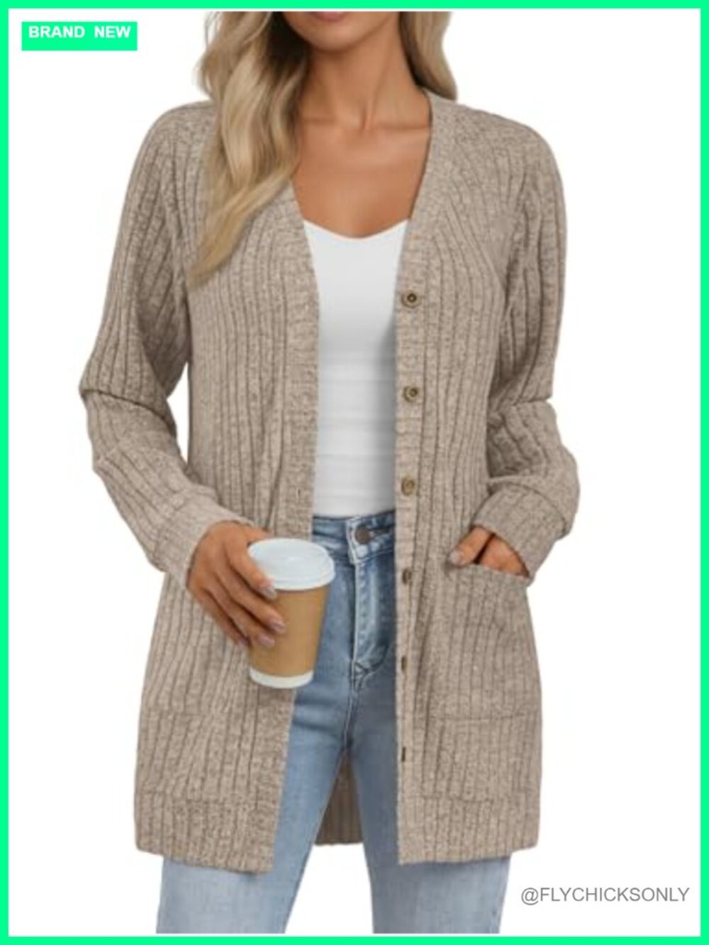 Women's Long Cardigan Sweater Button Front Knit Lightweight Fall Layering